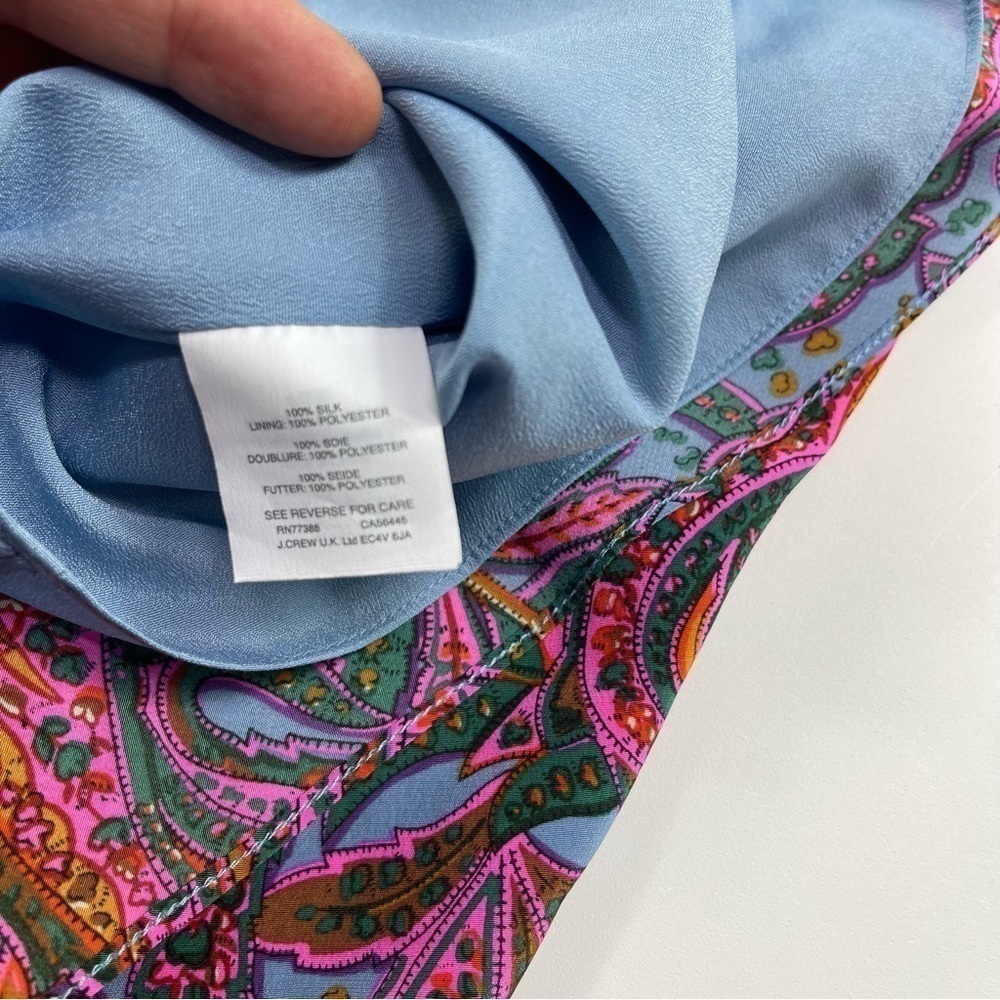 J. Crew Silk Dress Ruffle Vibrant Paisley F4349 - Picture 13 of 15